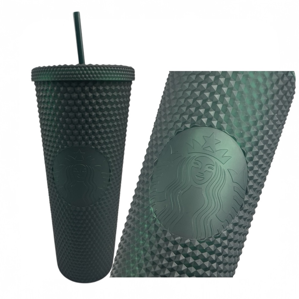 Starbucks 2021 Cold Beverage Dark/Emerald Green Studded Tumbler 24oz
